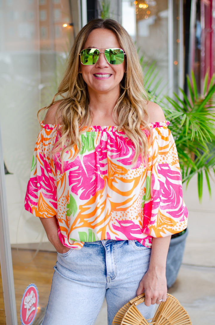 Tropical Delight Off The Shoulder Top