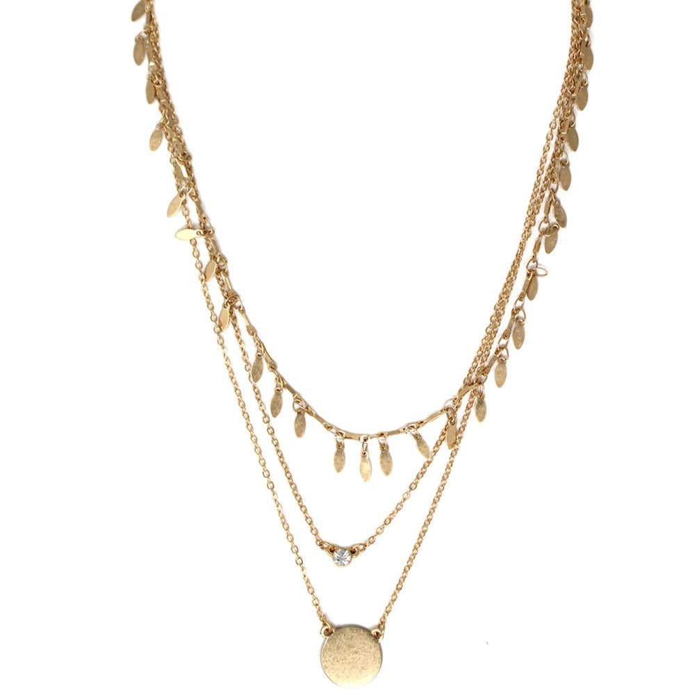 Antique Gold Tripple Stand Pendant Necklace