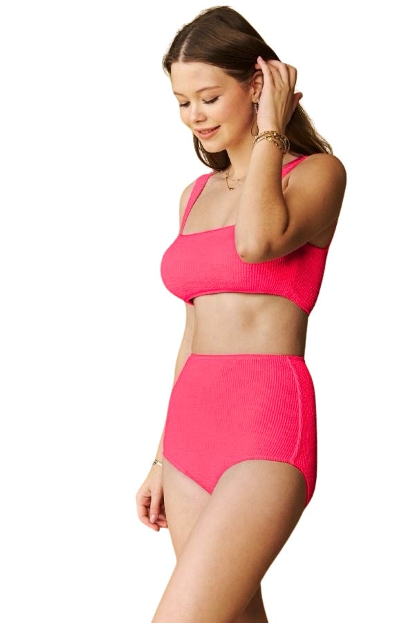 Seaside Scrunch Swimsuit with Skirt in Pink
