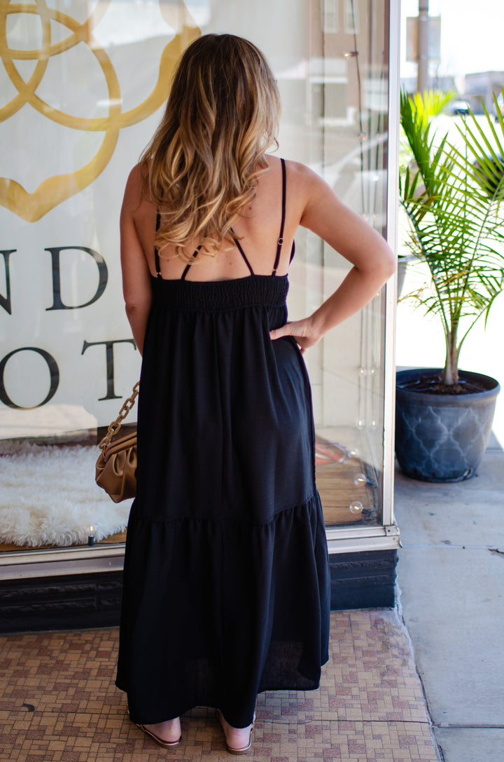 Take You Out Maxi Dress in Black