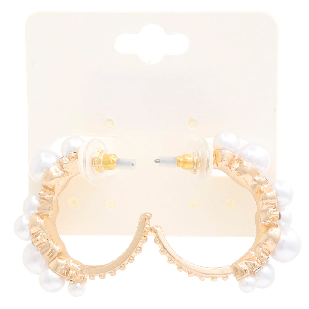 Pearl Embellished Hoop Earring