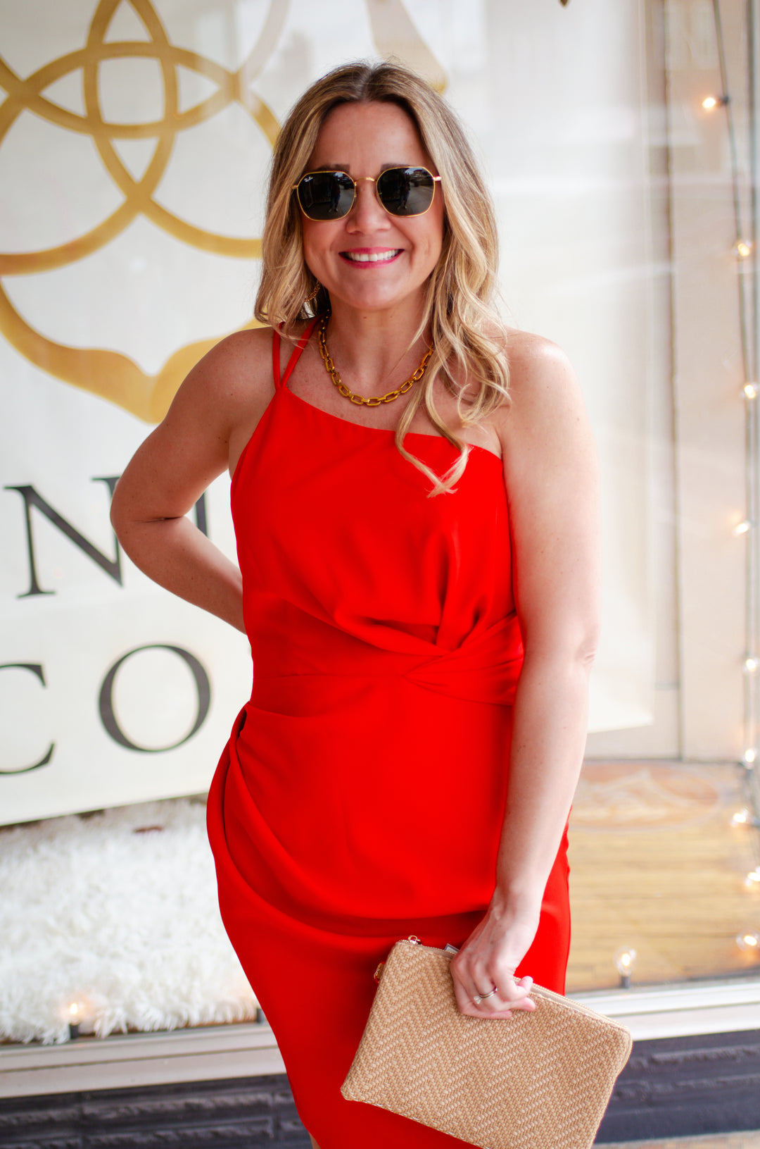 Vacay Mode Midi Red Dress with a Slit