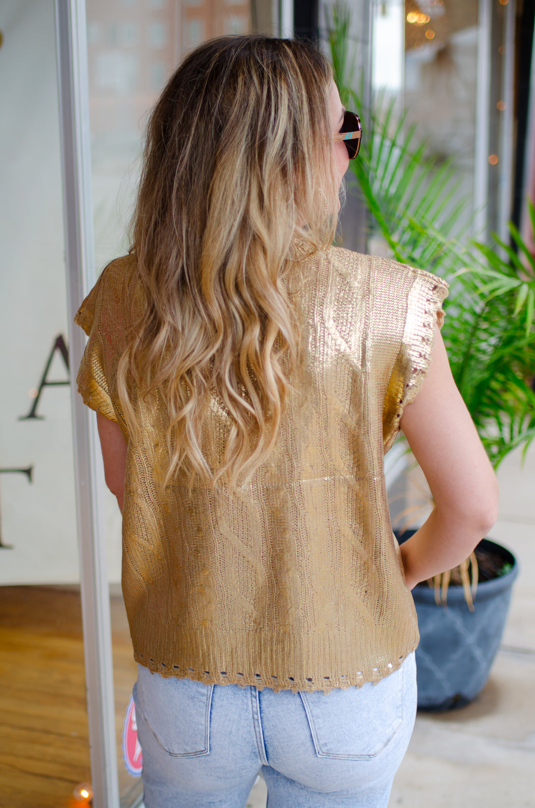 Golden Love Glam Gold Cable Knit Top
