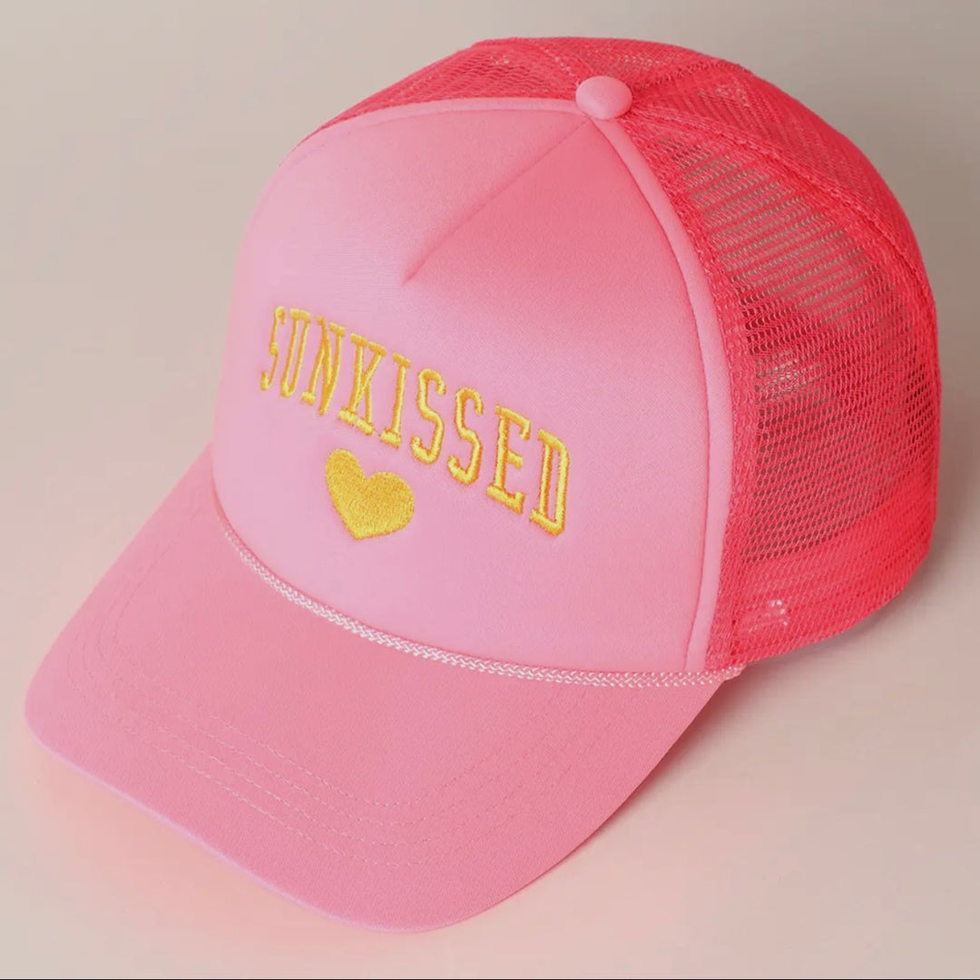 Sunkissed Embroidered Hat in Neon Pink