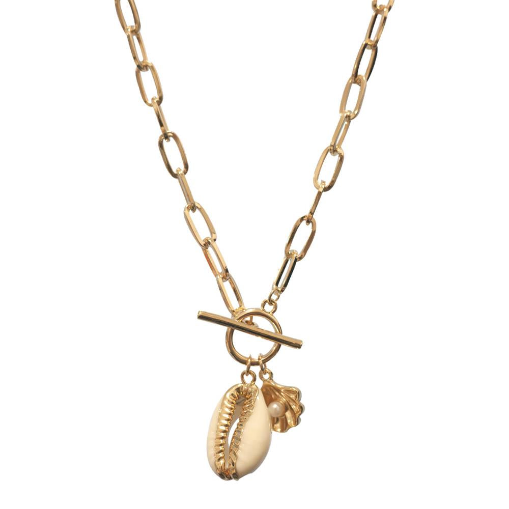Sea Shell Toggle Necklace in Gold