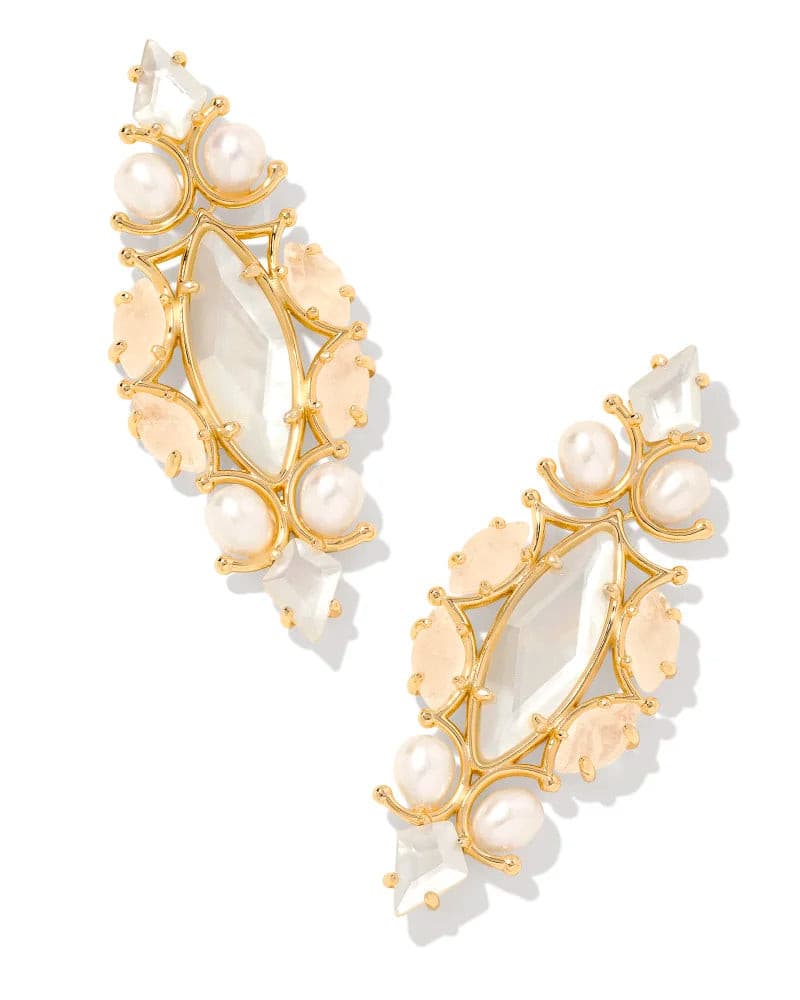 Kendra Scott Genevieve Gold Statement Earrings in Ivory Mix