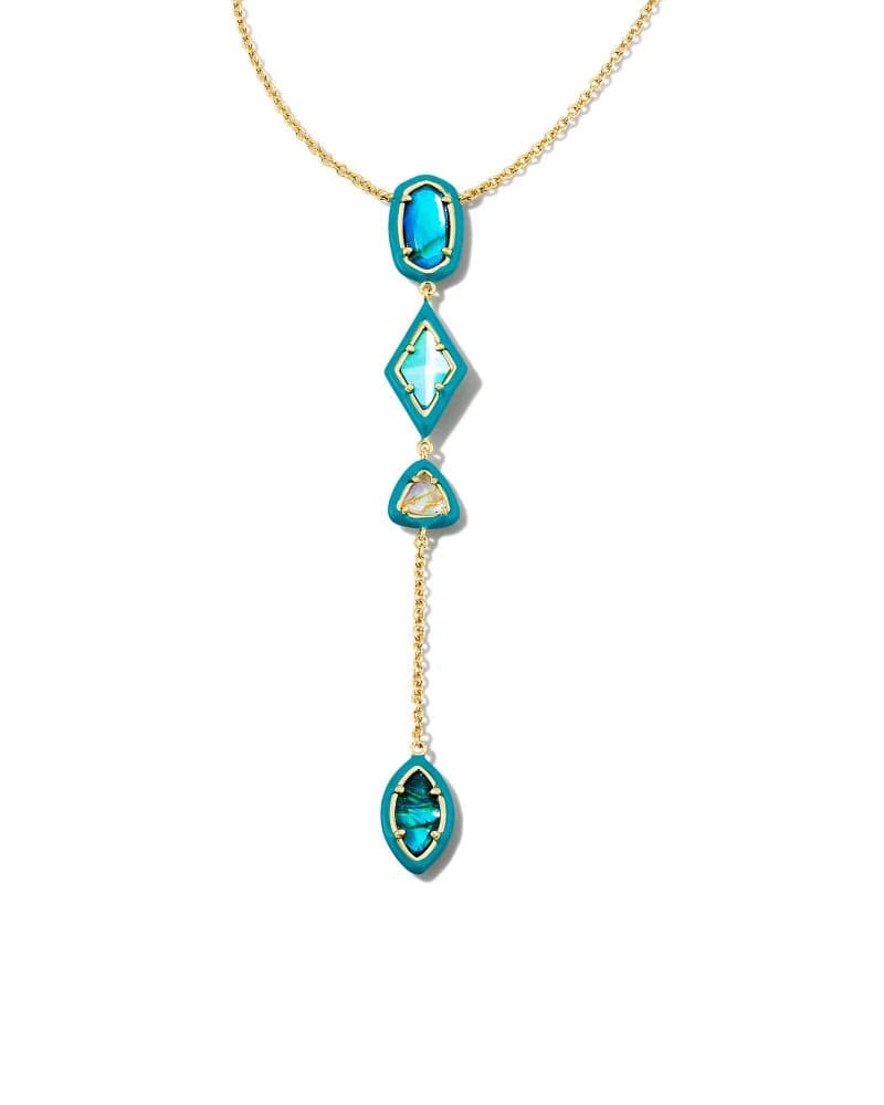 Kendra Scott-Greta Gold Y Necklace in Teal Mix