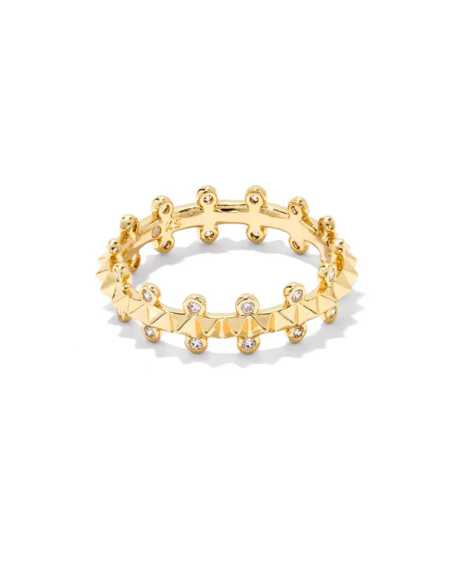 Kendra Scott Jada Band Ring in White Crystal on Gold