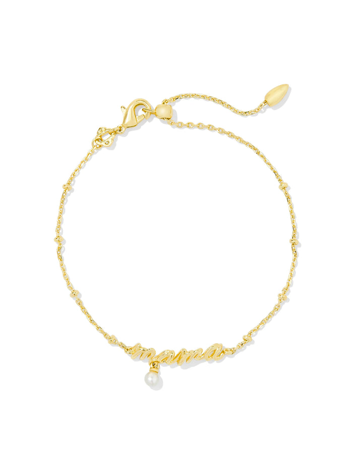 Kendra Scott Mama Script Pearl Bracelet in Gold