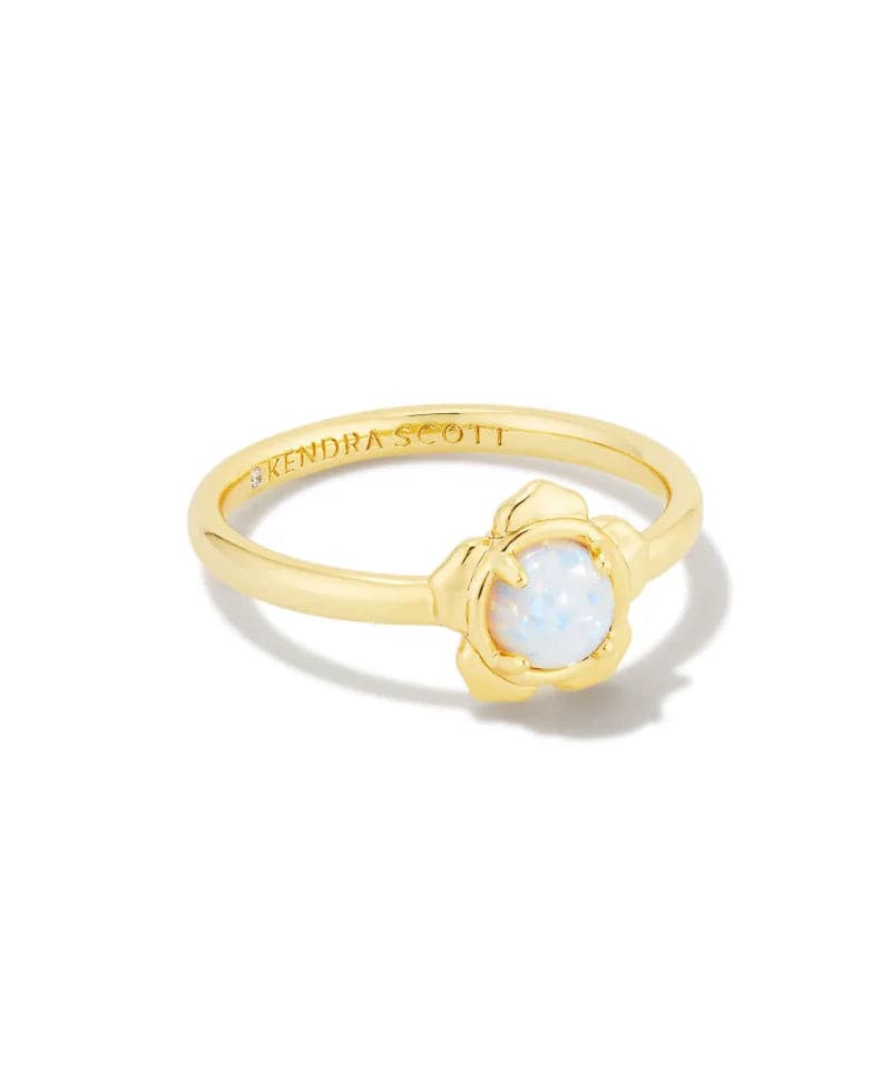 Kendra Scott-Susie Gold Band Ring in Bright White Kyocera Opal