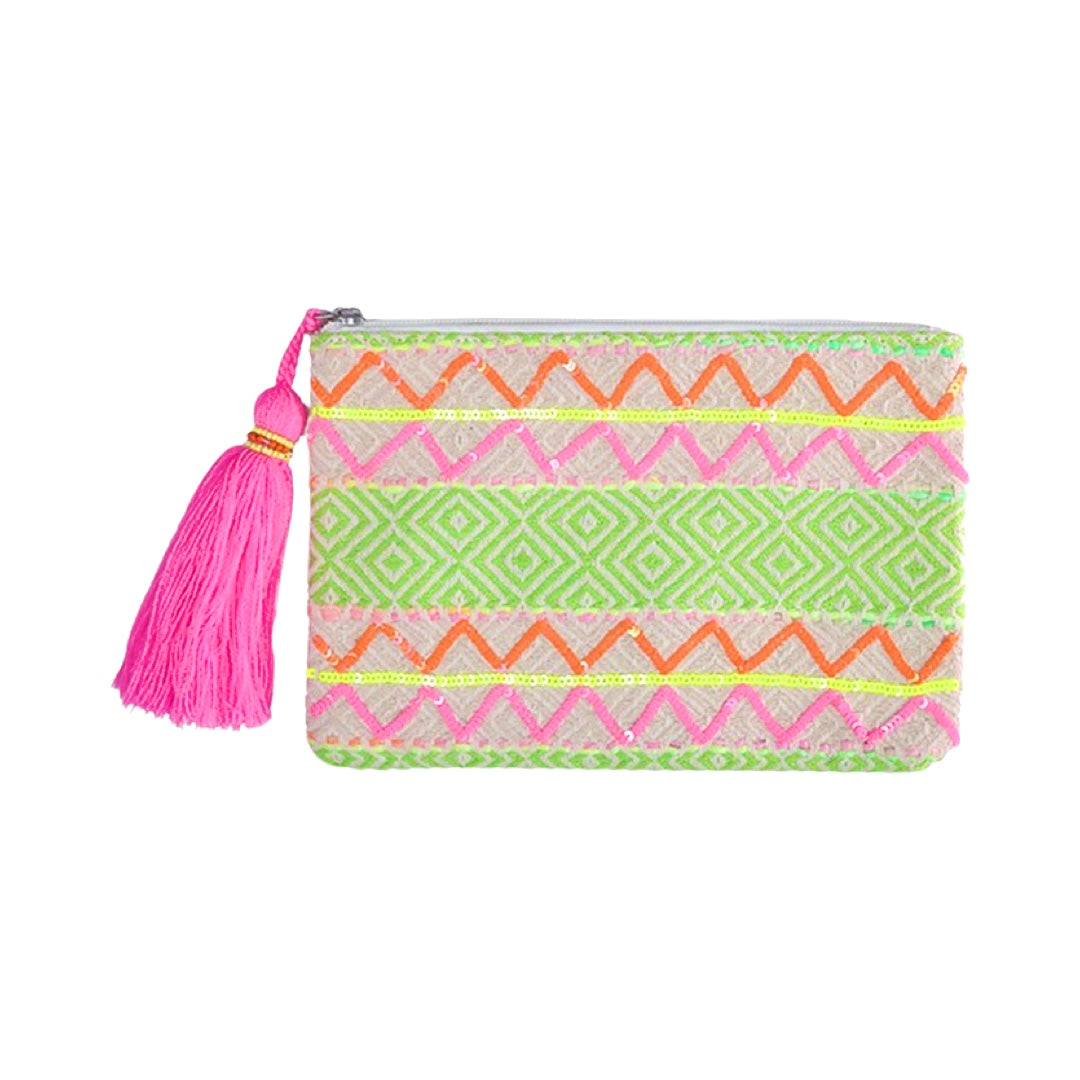 Josephine Printed Cotton Pouch with tassels