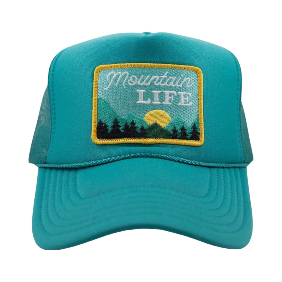 Mountain Life Teal Foam Trucker Hat