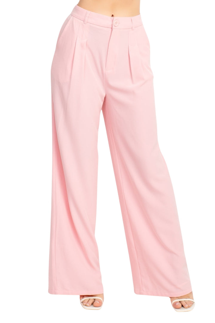 Adore You High Rise Wide Leg Pants in Blush