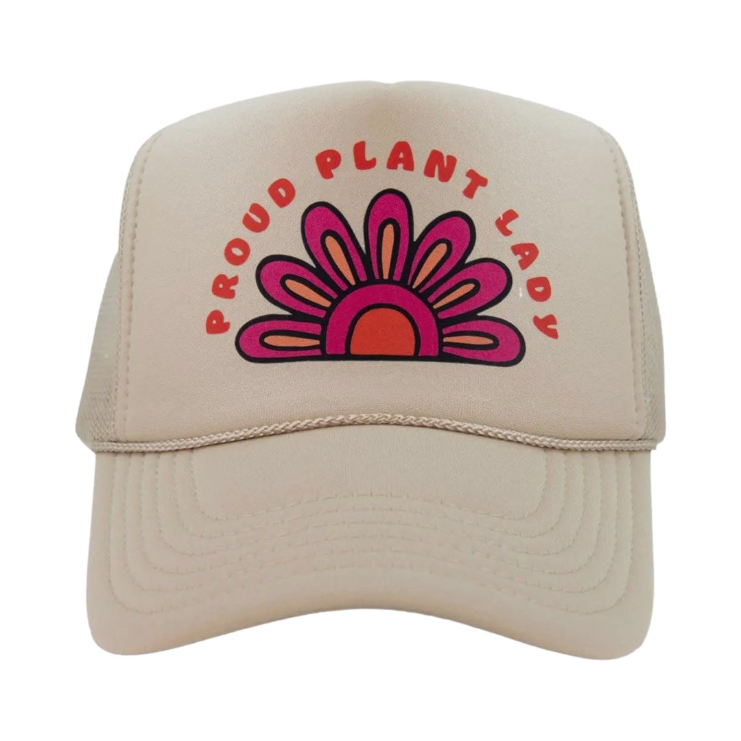 Proud Plant Lady Trucker Hat in Tan