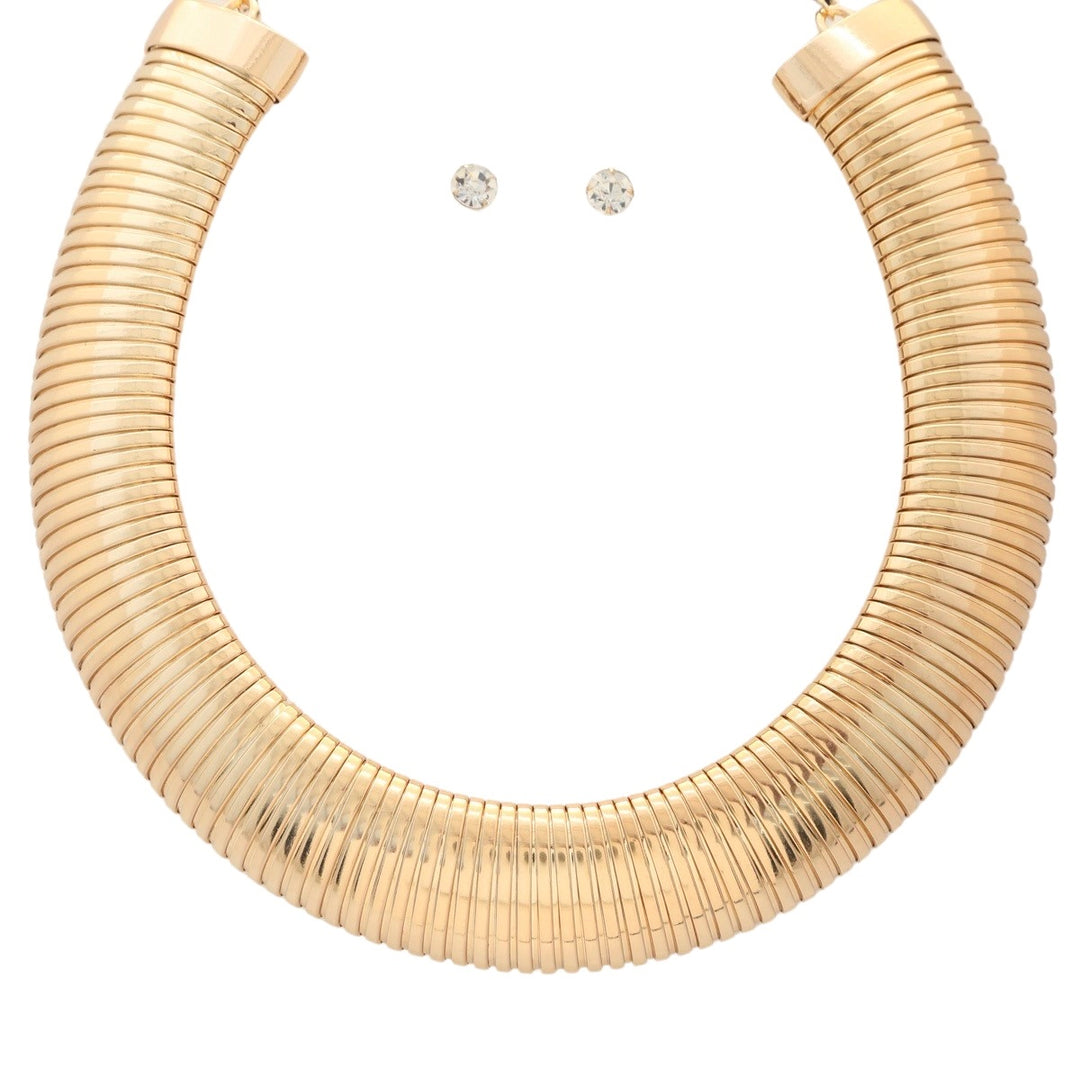 Large Gold Coil Chunky Necklace