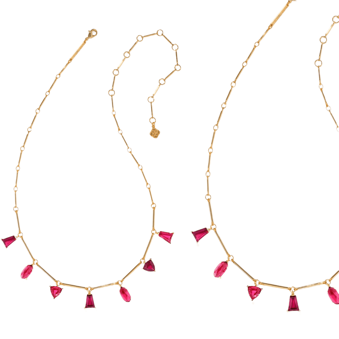 Kendra Scott Blair Gold Jewel Strand Necklace in Ruby Mix