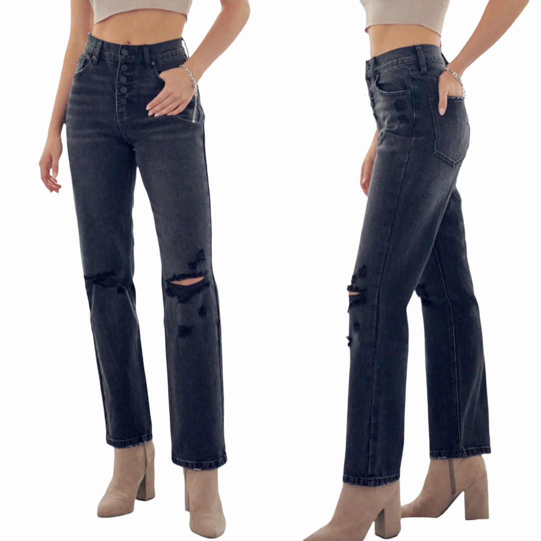 Kancan Lynne Ultra High Rise Straight Jeans - Bliss Boutique