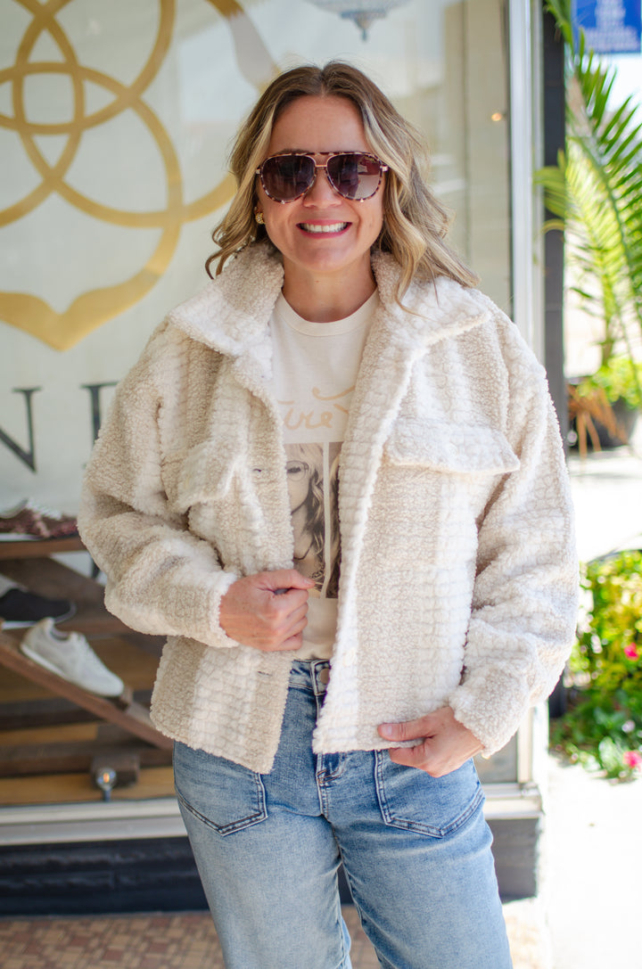 Fabulous Fur 2 Tone Cream Pocket Jacket