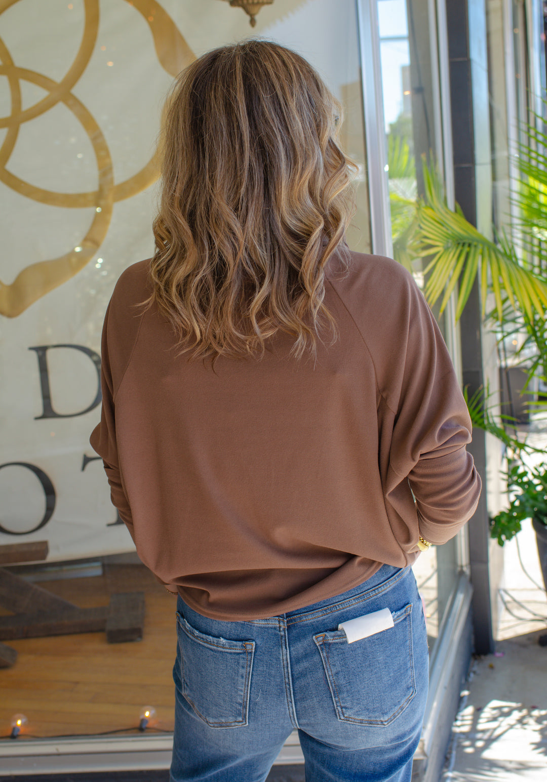 Pure Love Mock Neckline Soft Brushed Top in Mocha