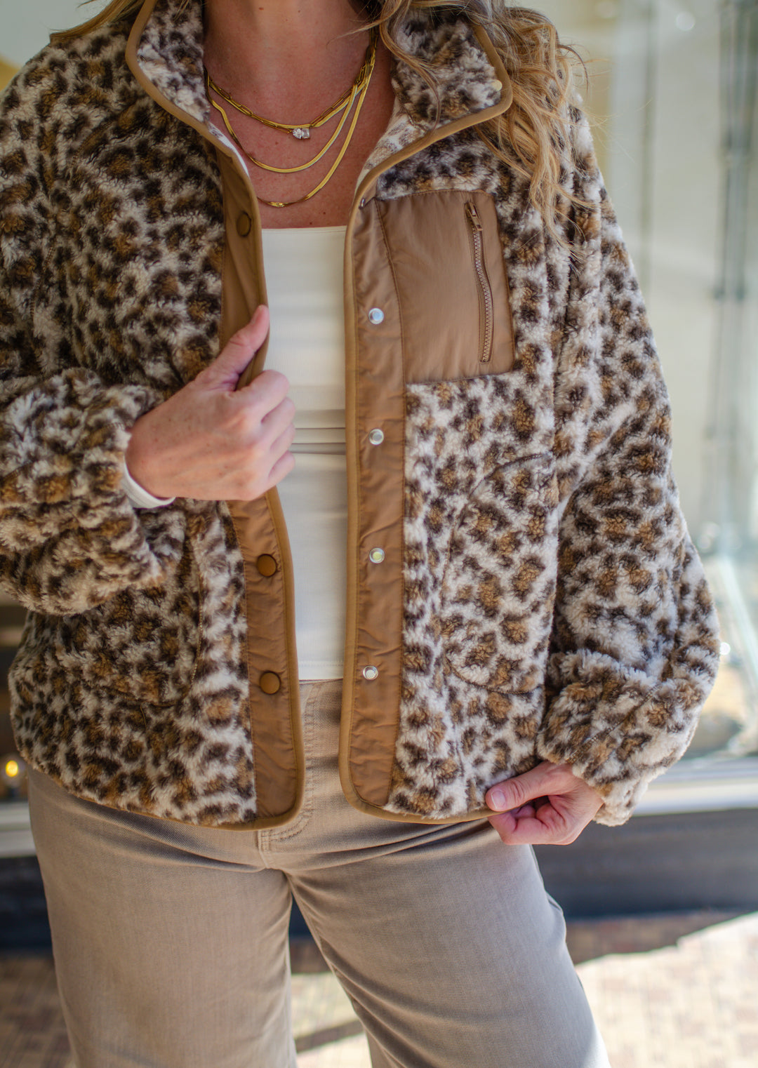 Wild Ways Sherpa Snap Down Long Sleeve Jacket