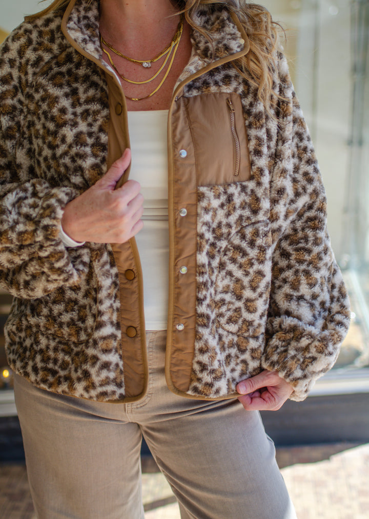 Wild Ways Sherpa Snap Down Long Sleeve Jacket