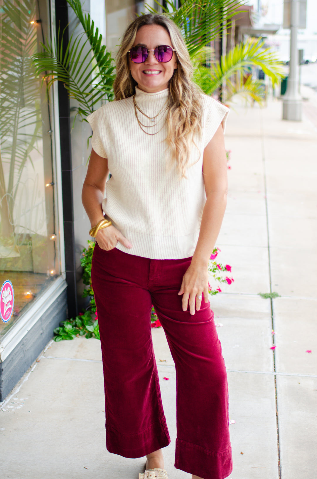 Walking in Love Rolled Mock Neck Sweater in Ivory