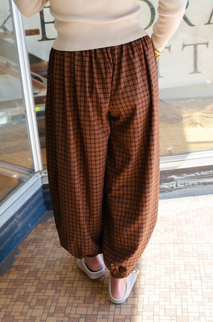 Plaid Boho Balloon Pants in Chocolate Mix