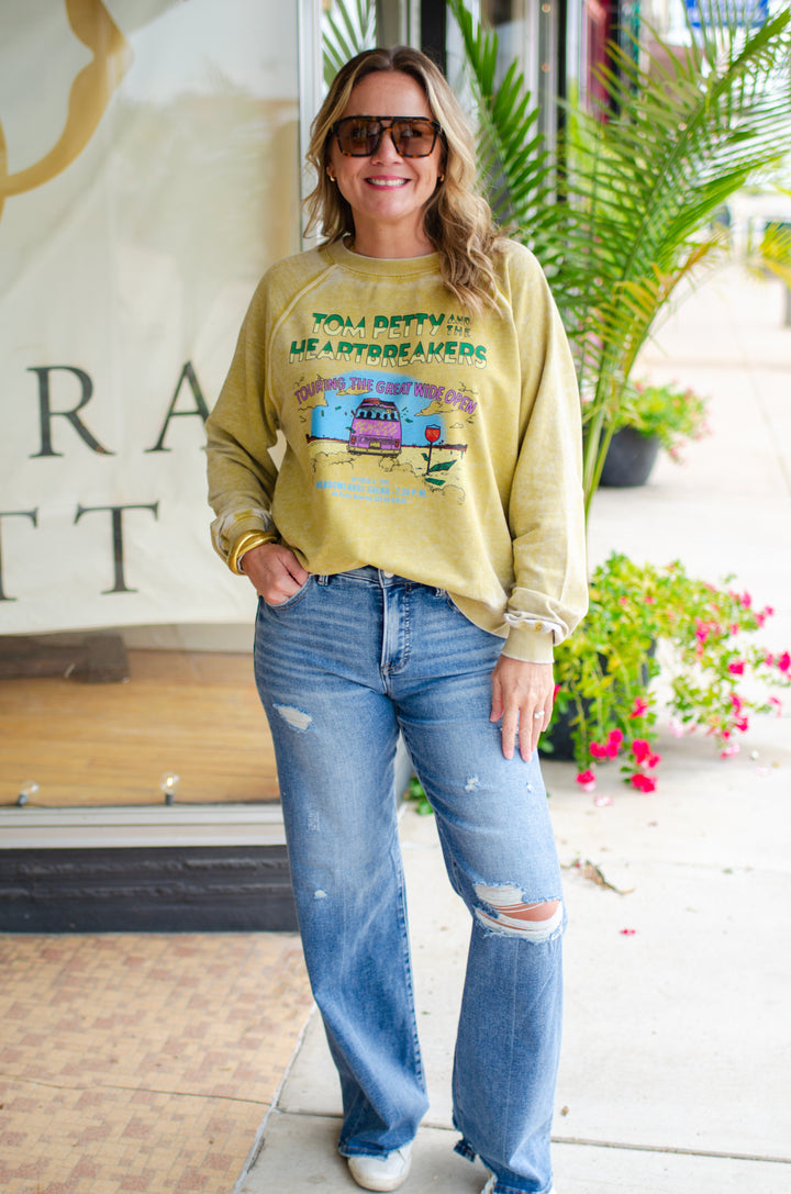 Tom Petty Great Wide Open Tour Burnout Yellow Pullover