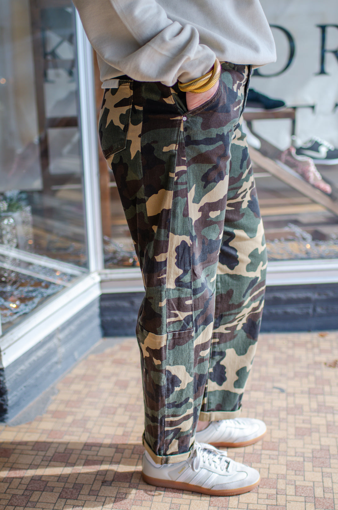 Risen High Rise Ankle Crop Camo Jeans