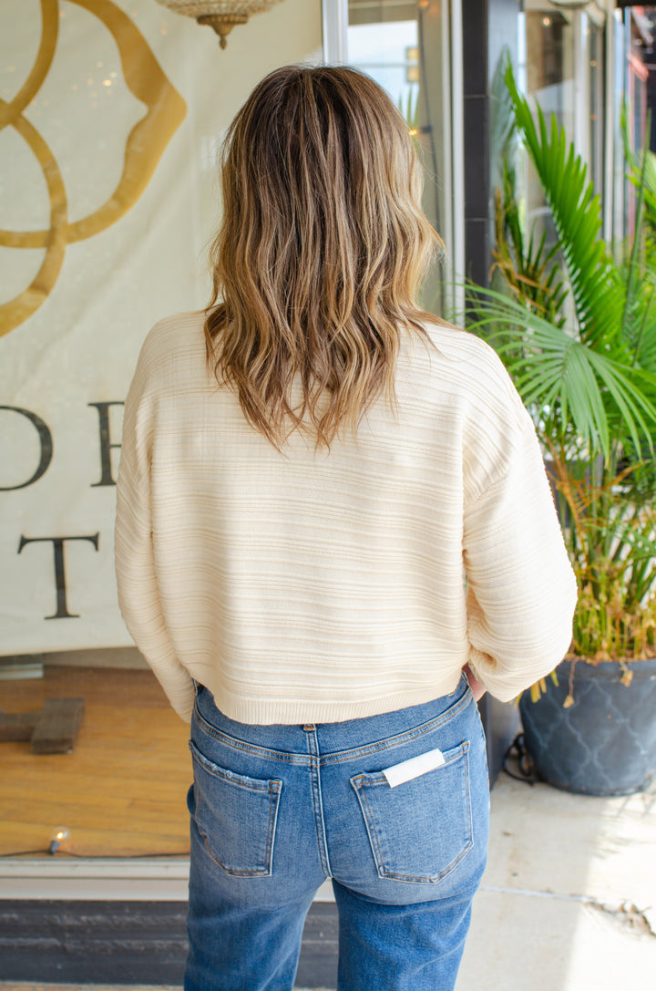 Cozy Winter Horizontal Soft Ribbed Sweater in Cream