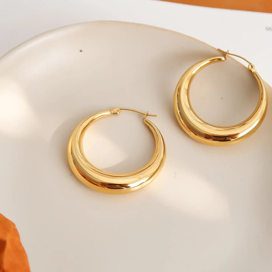 LUXE Ella 18K Gold Plated Non-Tarnish Classic Hoop Earrings
