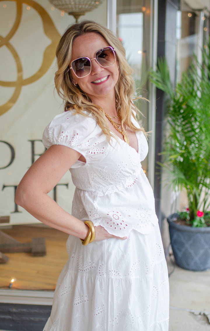 Wish You Were Here Lace Baby Doll Top in White