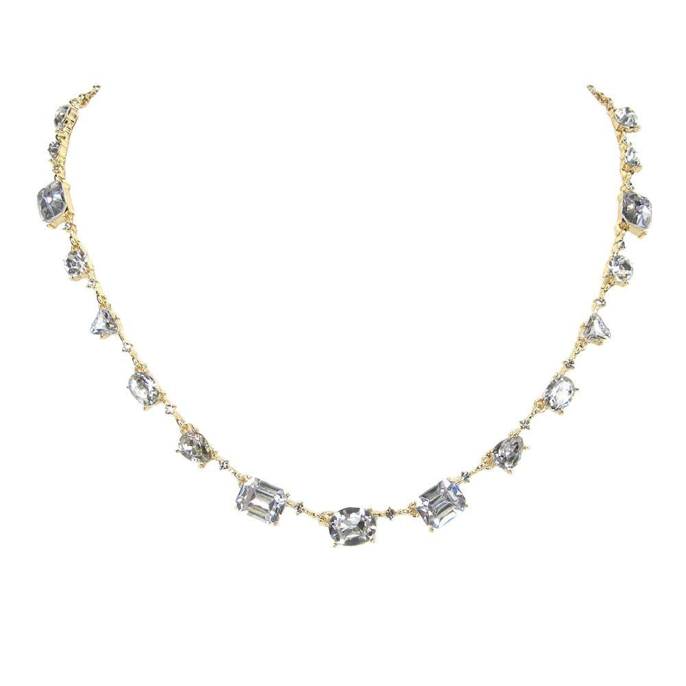 Gold Multi Shape Rhinestone Necklace