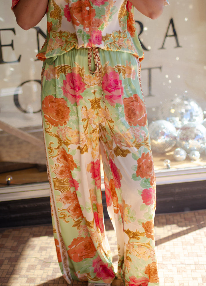 Amalfi Dreaming Silk Floral Pull On Pant