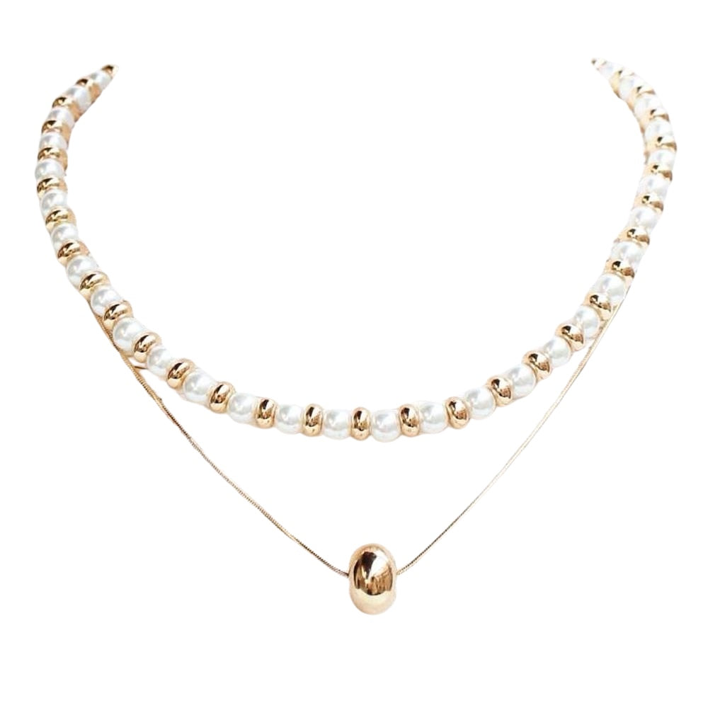 Pearl Beaded Double Stand Necklace