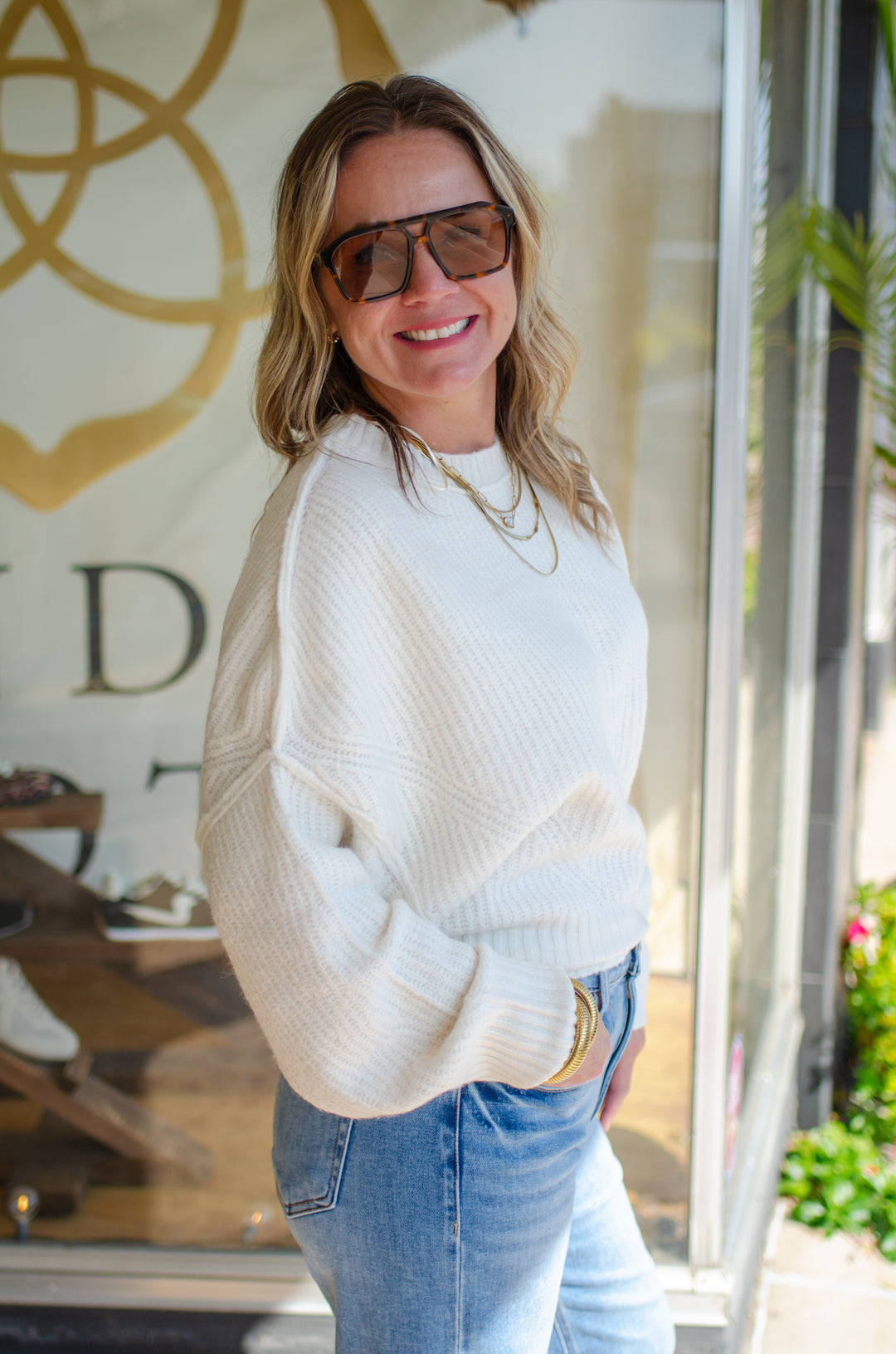 Fall Feels Crew Neckline Ribbed Sweater in Cream