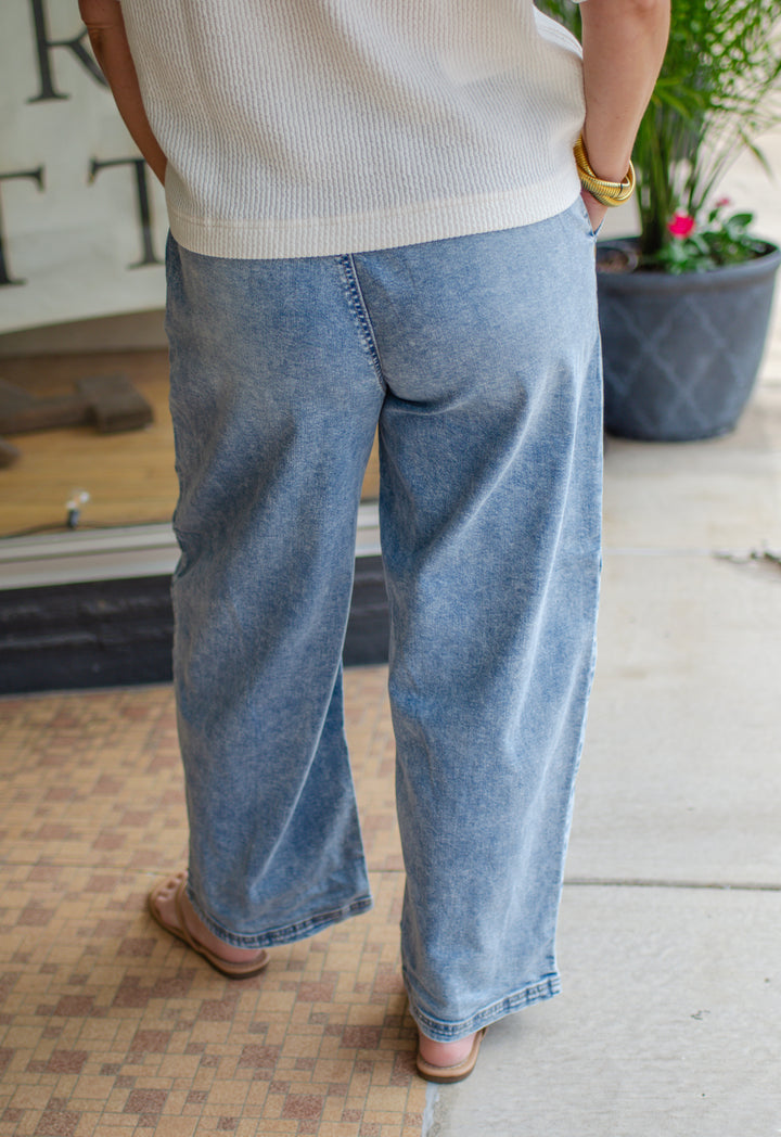 Risen Elastic Band Slouchy Cropped Barrel Jeans