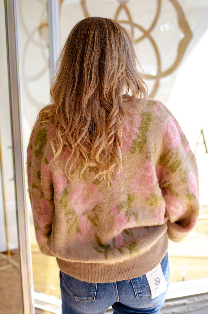 In Bloom Soft & Cozy Floral Print Knit Sweatshirt