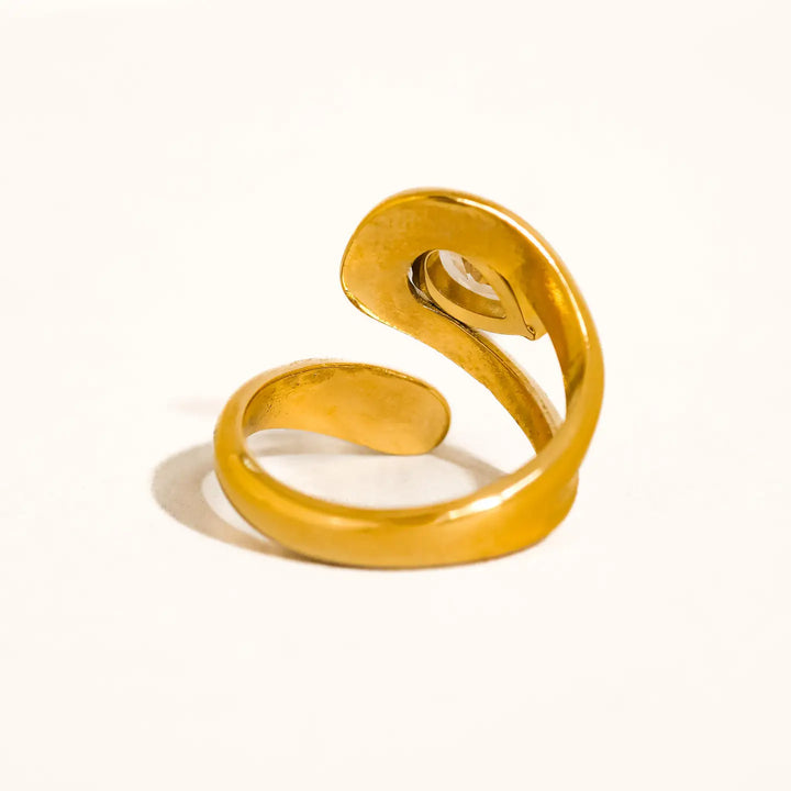 Luxe 18K Non-Tarnish Wrap CZ Ring sz7