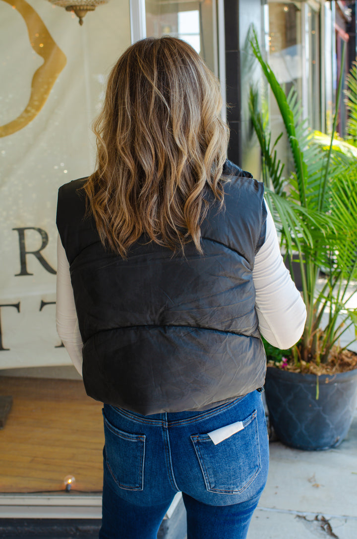 Winter Wishes Puffer Vest in Black