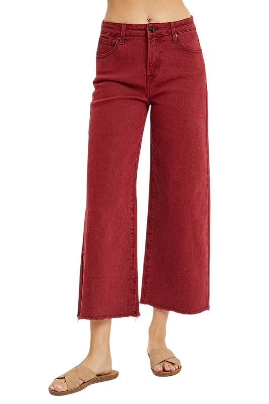 Risen Tummy Control High Rise Crop Flare in Wine