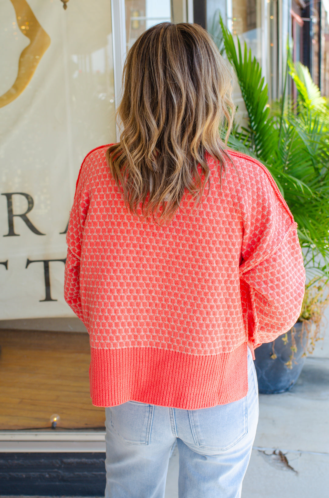 Made For You Bright Coral Textured Soft Knit Sweater
