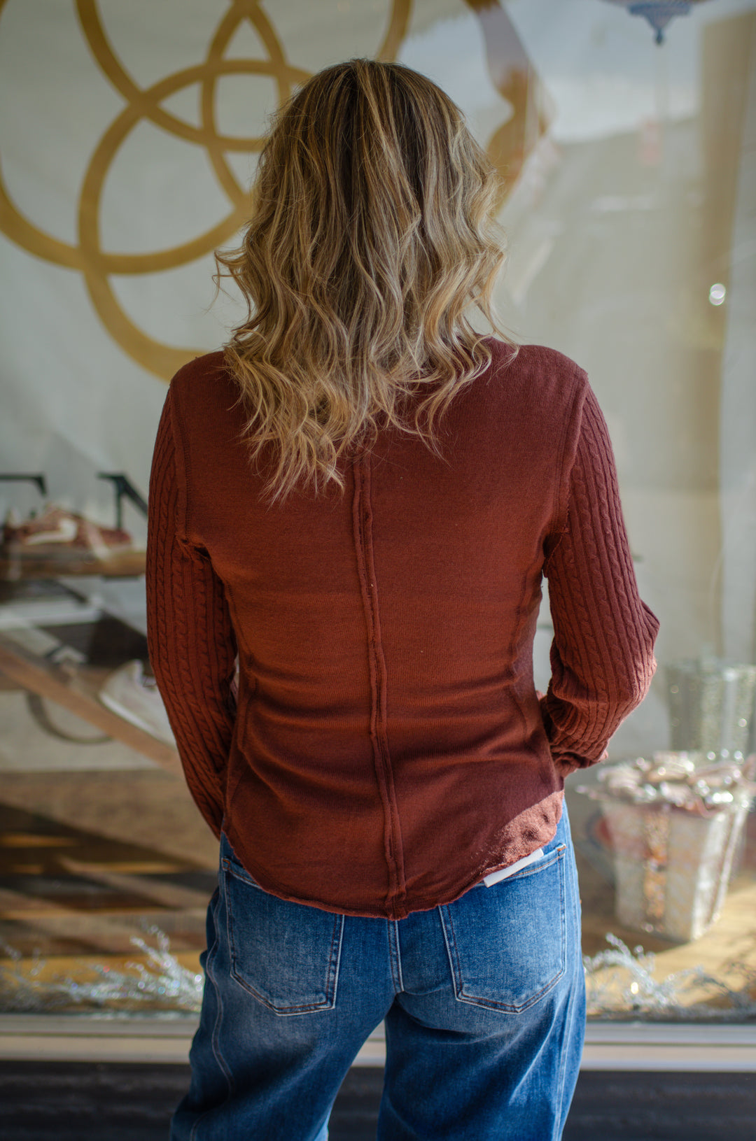 Winter Wish Button Up Long Sleeve Top in Cinnamon