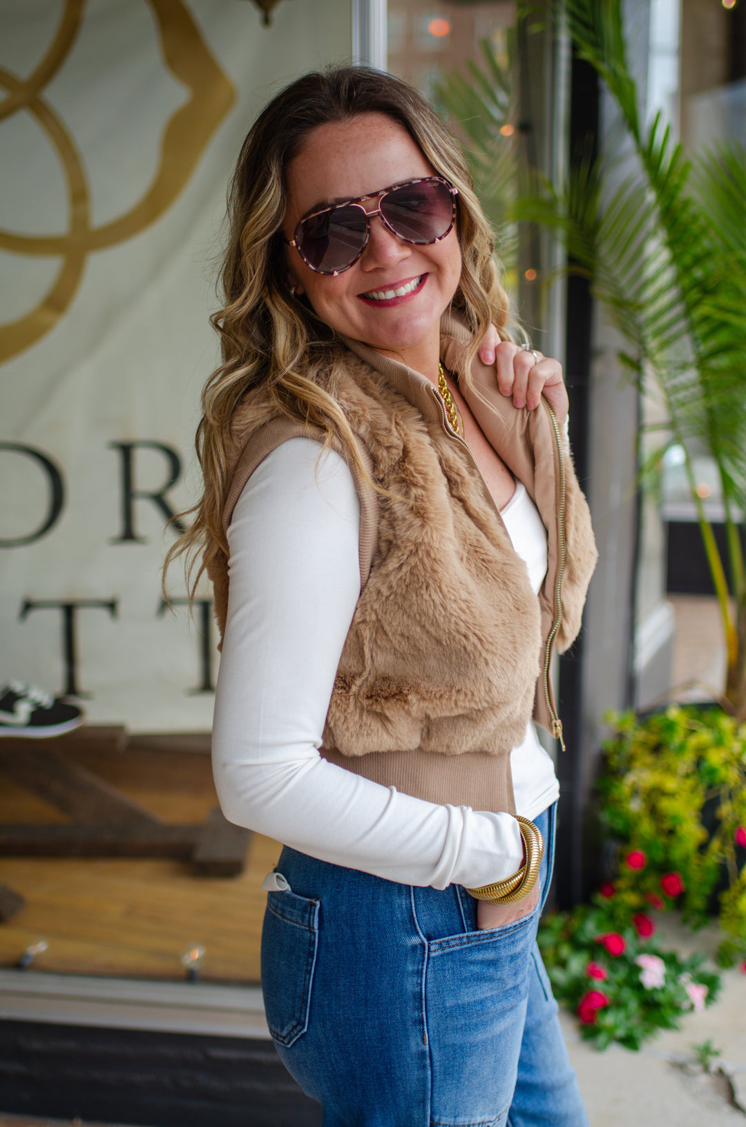 Winter Wonder Faux Fur Vest in Camel