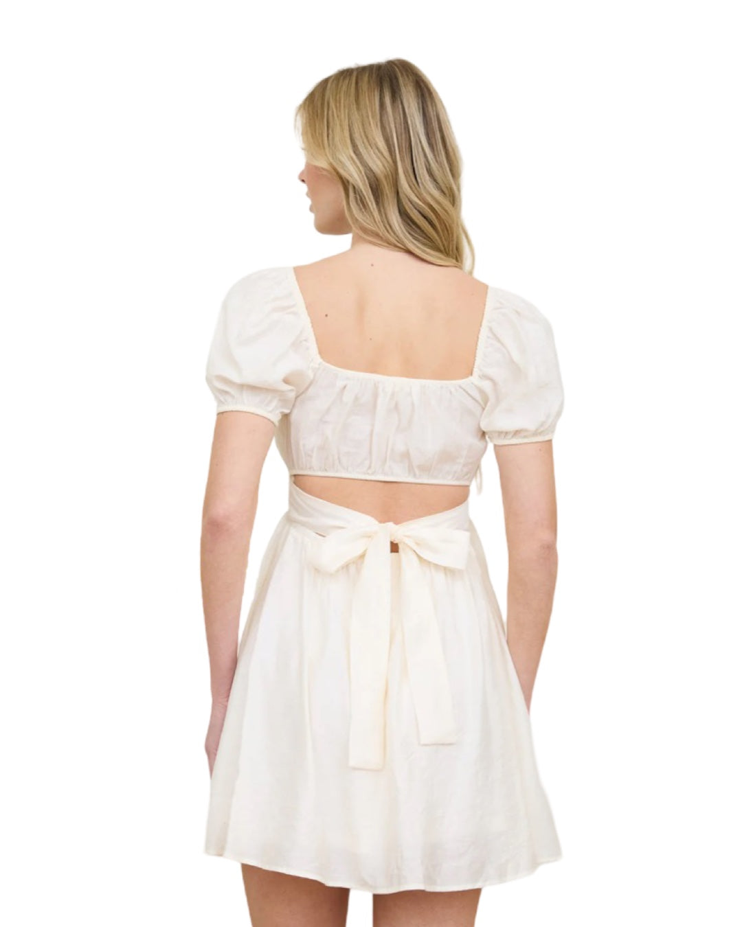 Spring Moments Corset Top Tie Back Dress in Ivory