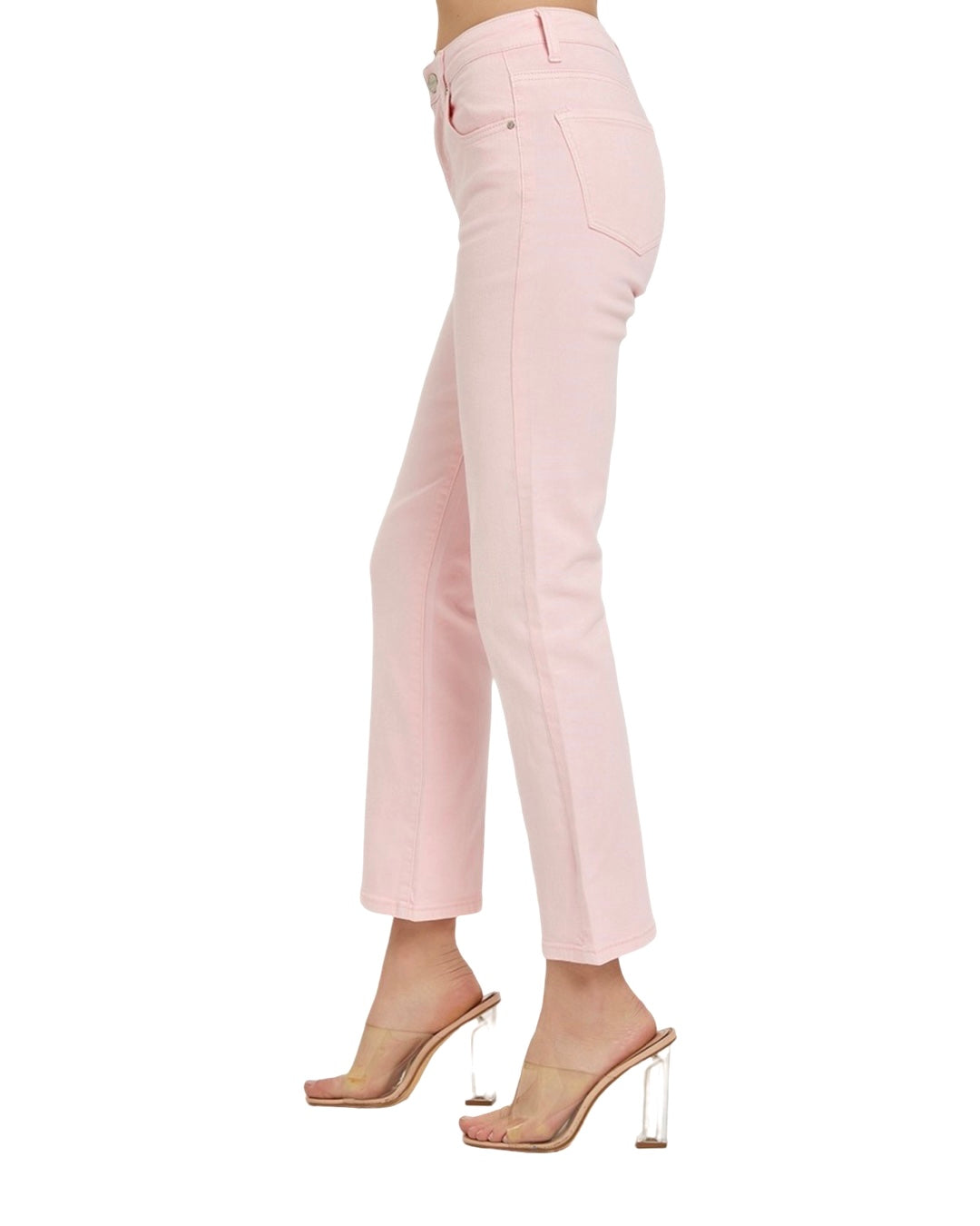 Risen High Rise Straight Crop Leg Pant in Soft Pink