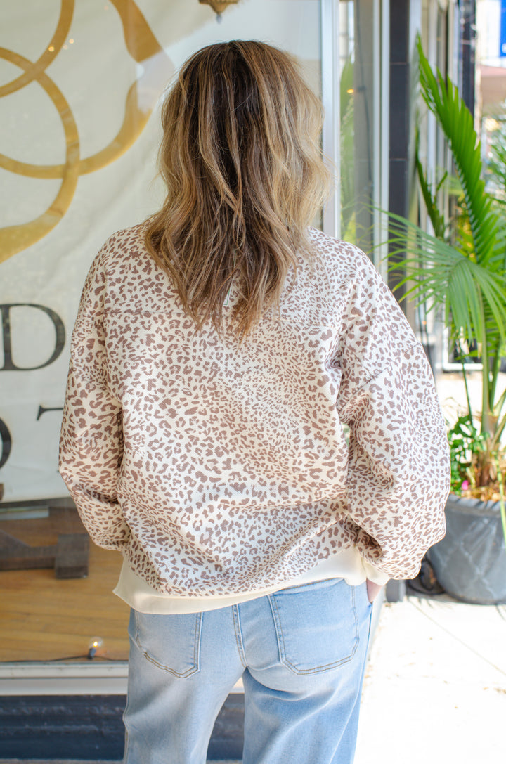 Always Reminiscing Leopard Sweatshirt Top in Camel Leopard