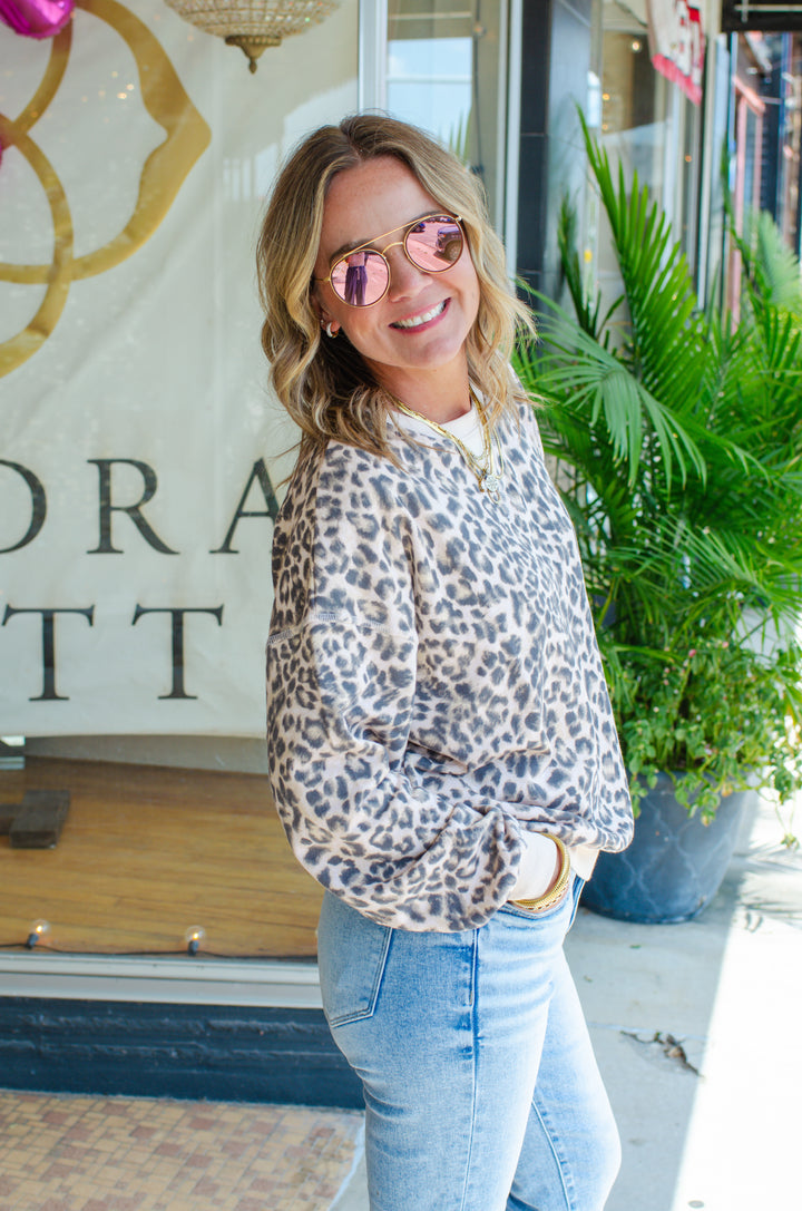 Wild At Heart Leopard Boxy Long Sleeve Top