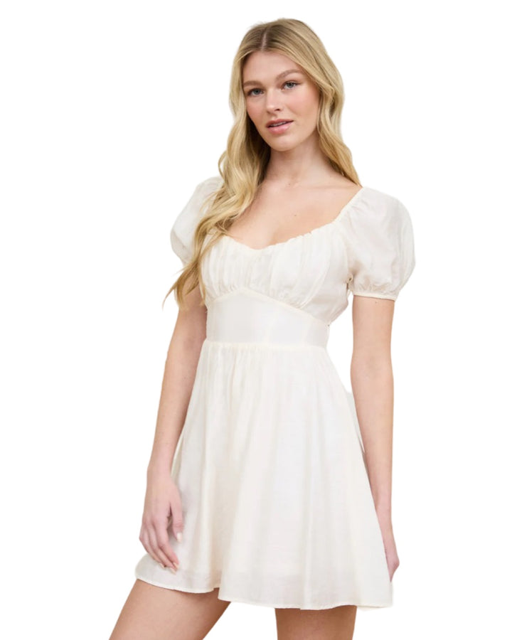 Spring Moments Corset Top Tie Back Dress in Ivory