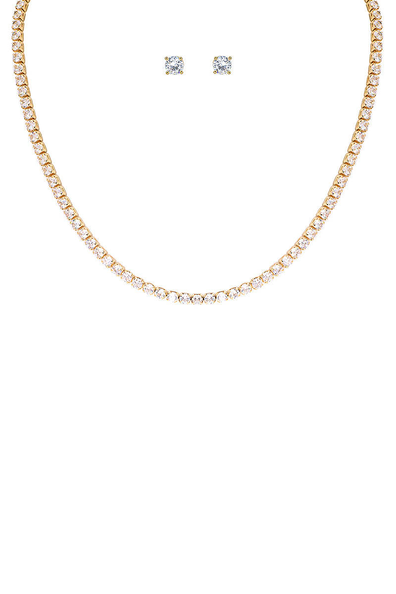 Gold Halo CZ 8MM Pendant Necklace